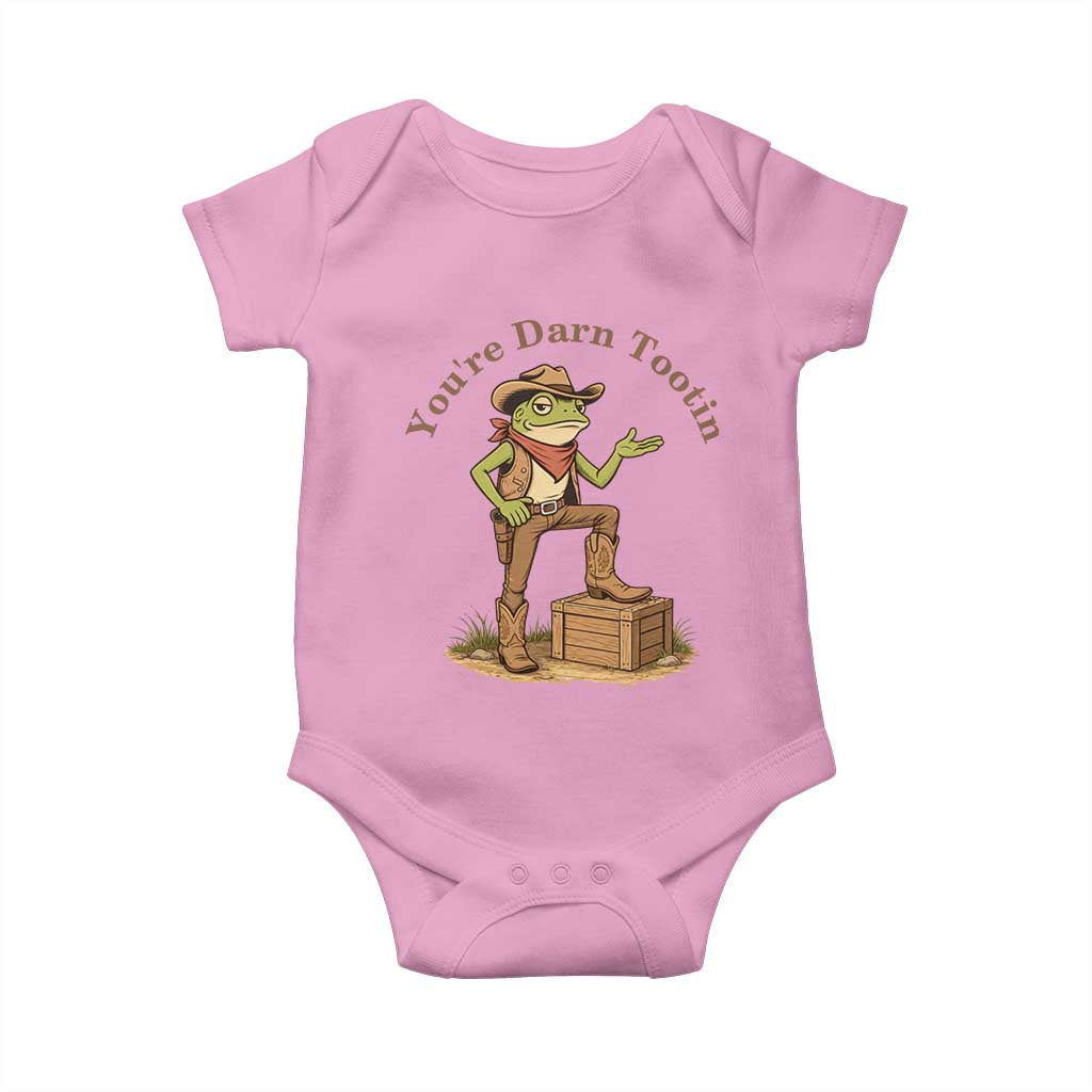 You're Darn Tootin Baby Onesie Funny Cowboy Frog Sarcastic Meme TS14 Light Pink Print Your Wear
