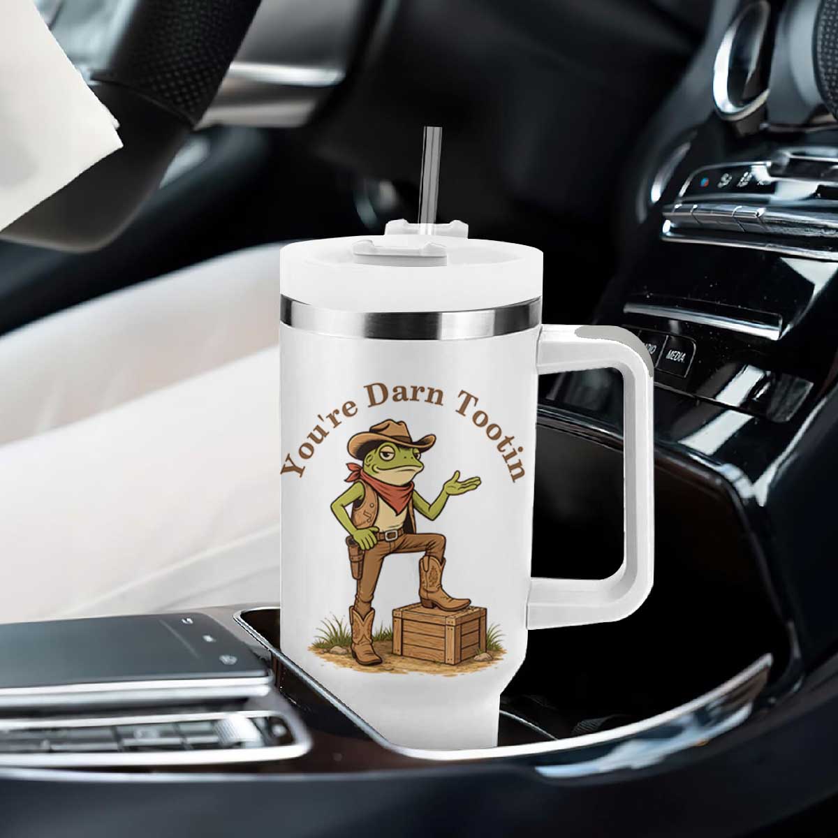 You're Darn Tootin Tumbler With Handle Funny Cowboy Frog Sarcastic Meme TS14 Print Your Wear
