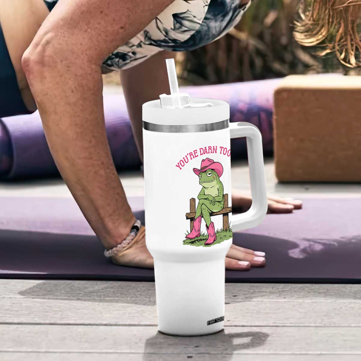 You're Darn Tootin Tumbler With Handle Funny Cowgirl Frog Sarcastic Meme TS14 Print Your Wear