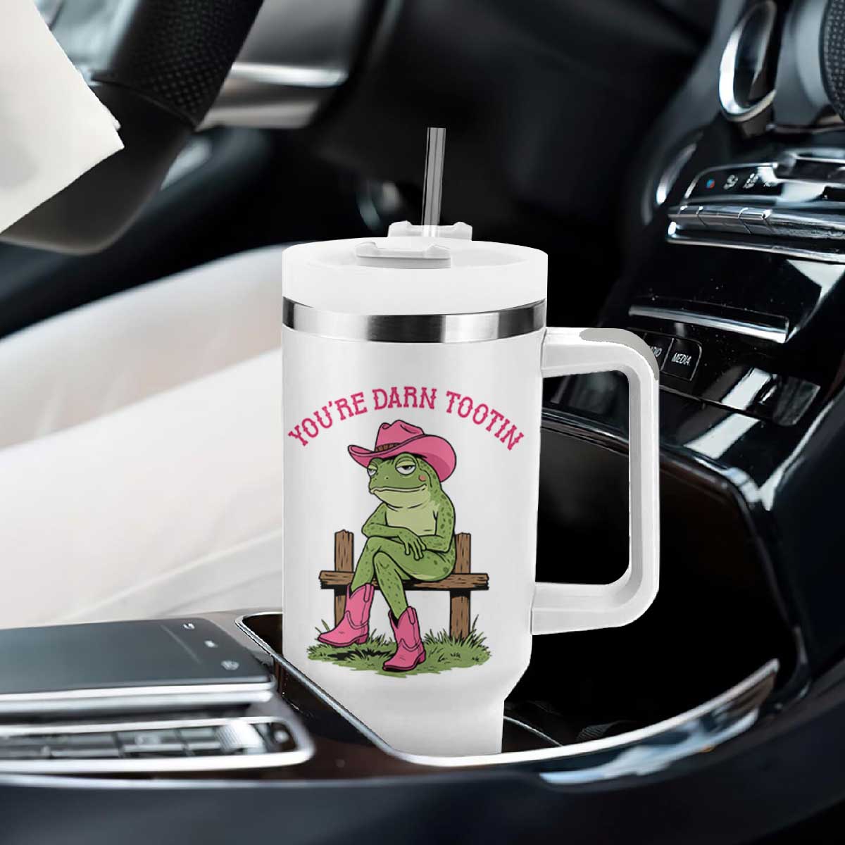 You're Darn Tootin Tumbler With Handle Funny Cowgirl Frog Sarcastic Meme TS14 Print Your Wear