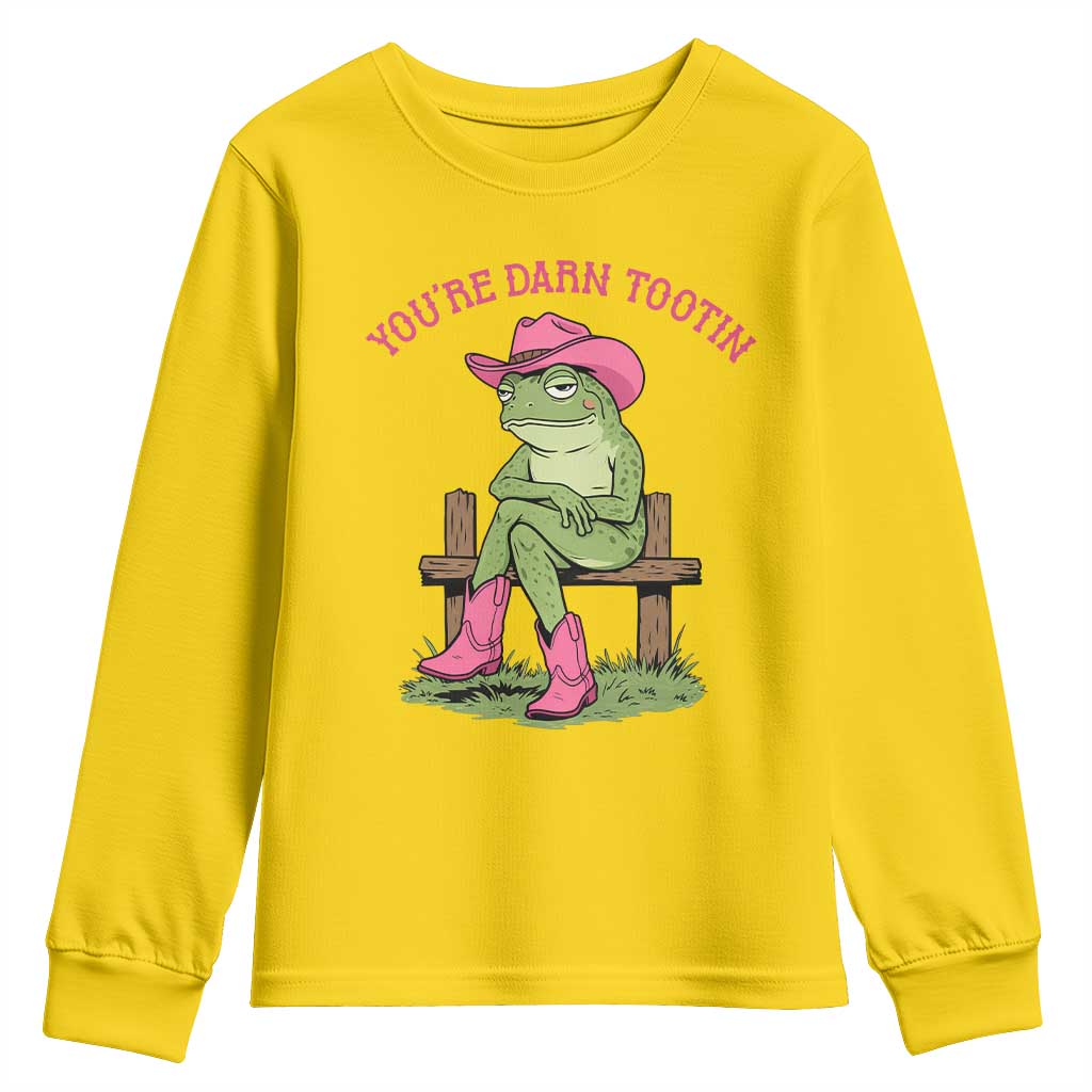 You're Darn Tootin Youth Sweatshirt Funny Cowgirl Frog Sarcastic Meme TS14 Daisy Print Your Wear