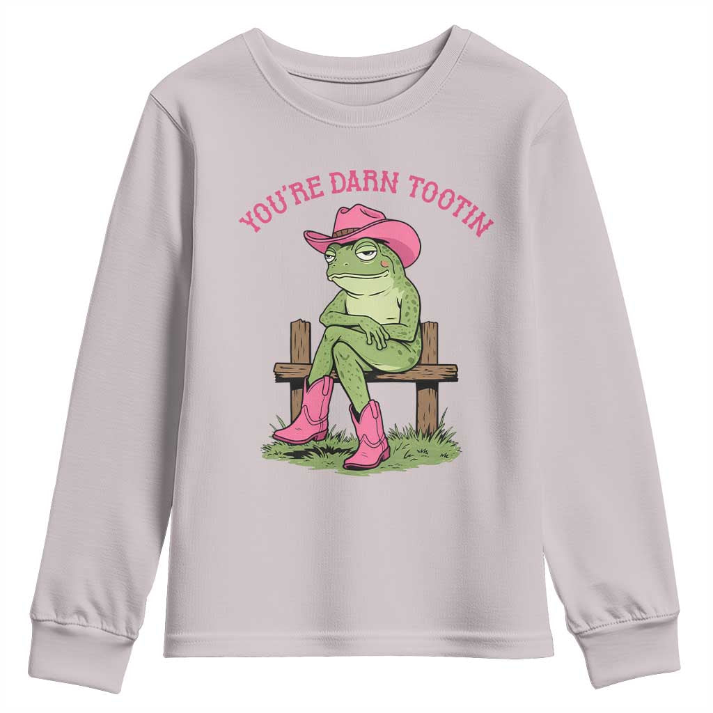 You're Darn Tootin Youth Sweatshirt Funny Cowgirl Frog Sarcastic Meme TS14 Ice Gray Print Your Wear