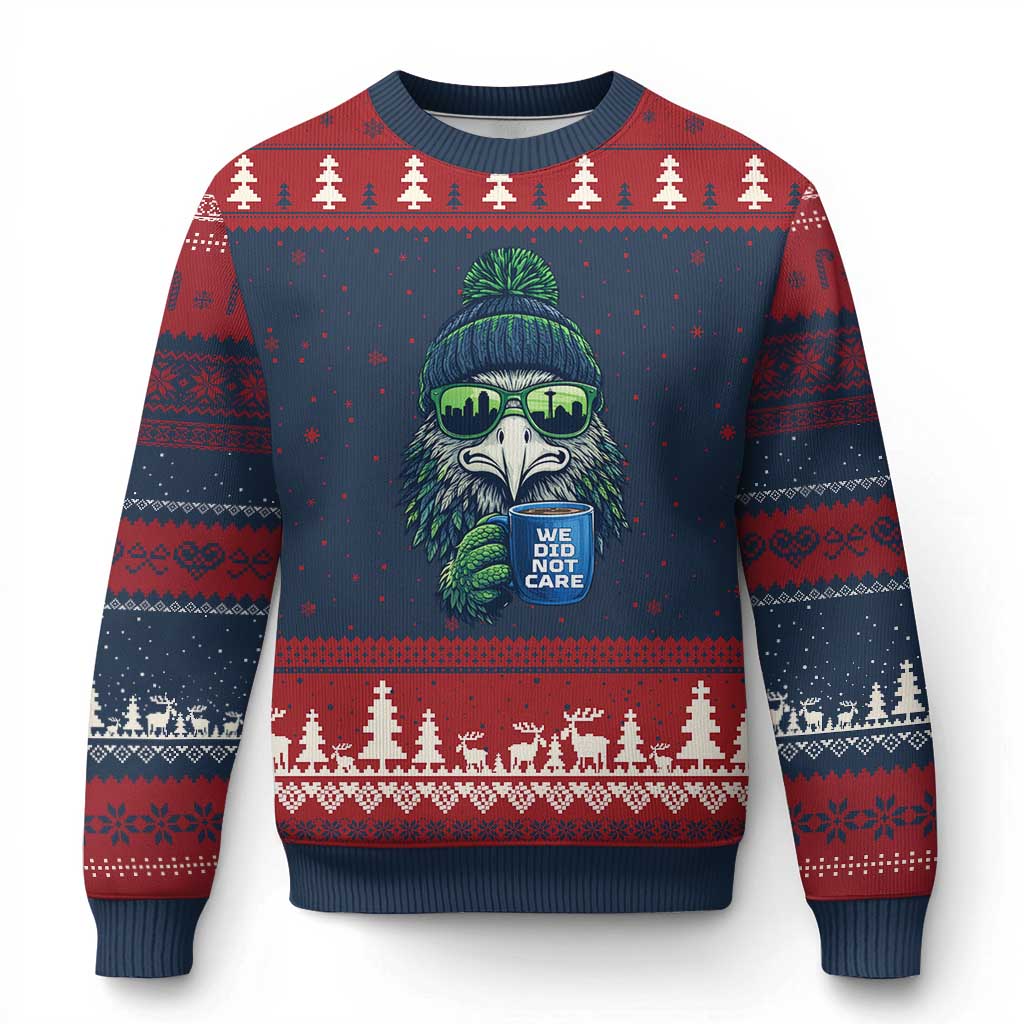 We Did Not Care Ugly Christmas Sweater Seattle Championship Quote TS14 Navy Red Print Your Wear
