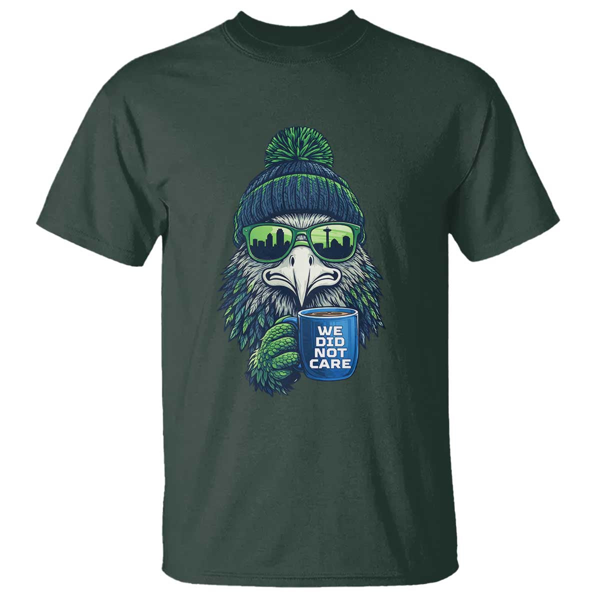 We Did Not Care T Shirt - Seattle Championship Quote TS14 Dark Forest Green Print Your Wear