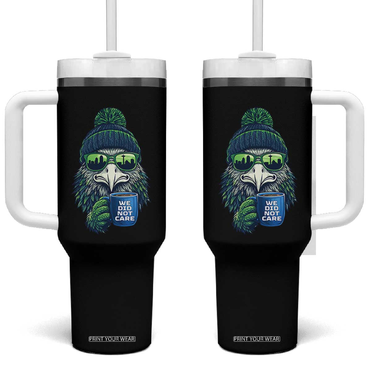 We Did Not Care Tumbler With Handle Seattle Championship Quote TS14 One Size: 40 oz Black Print Your Wear
