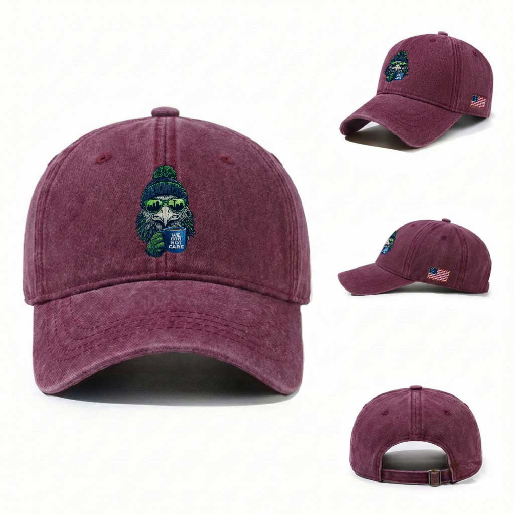 We Did Not Care Washed Cotton Baseball Cap Seattle Championship Quote TS14 Washed Cap Universal Fit Burgundy Print Your Wear