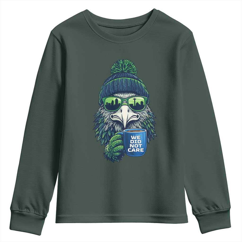 We Did Not Care Youth Sweatshirt Seattle Championship Quote TS14 Dark Forest Green Print Your Wear