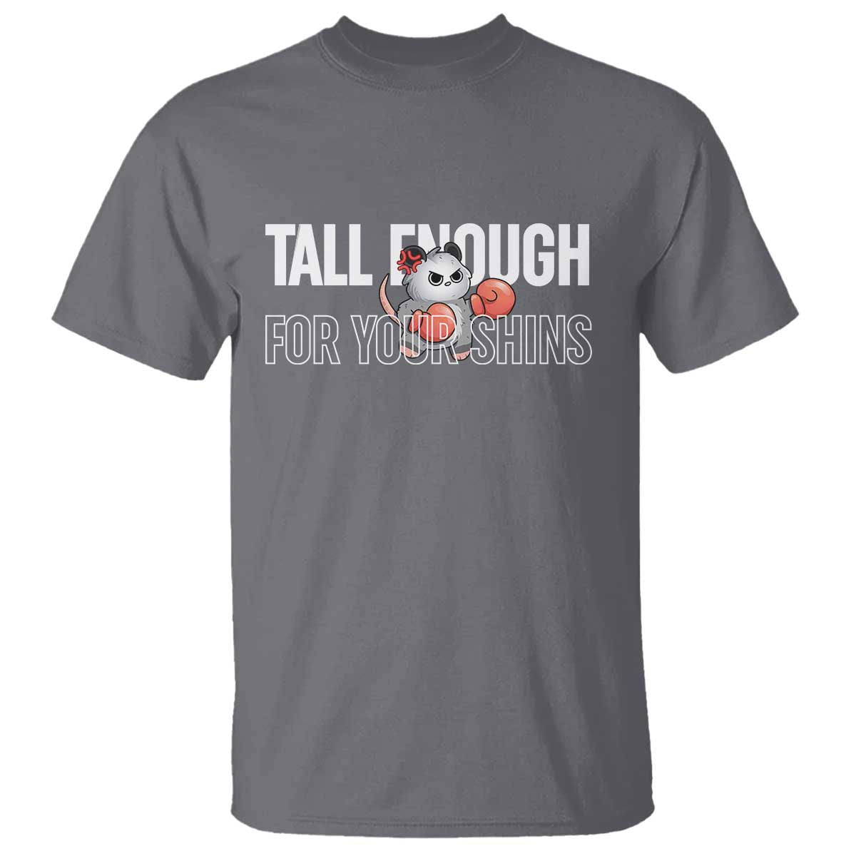 Tall Enough For Your Shins T Shirt Funny Possum Boxing Meme TS14 Charcoal Print Your Wear