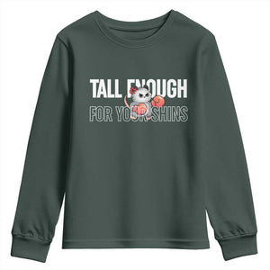 Tall Enough For Your Shins Youth Sweatshirt Funny Possum Boxing Meme TS14 Dark Forest Green Print Your Wear