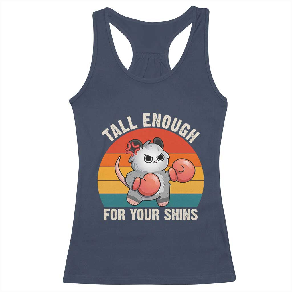 Tall Enough For Your Shins Racerback Tank Top Funny Possum Meme TS14 Navy Print Your Wear
