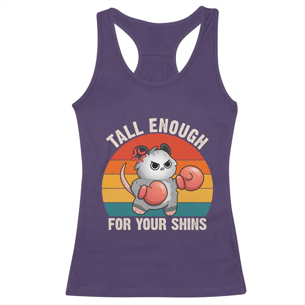 Tall Enough For Your Shins Racerback Tank Top Funny Possum Meme TS14 Purple Print Your Wear