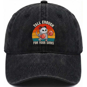 Tall Enough For Your Shins Washed Cotton Baseball Cap Funny Possum Meme TS14 Washed Cap Universal Fit Black Print Your Wear