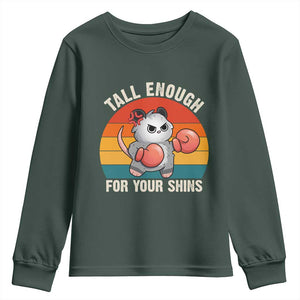 Tall Enough For Your Shins Youth Sweatshirt Funny Possum Meme TS14 Dark Forest Green Print Your Wear