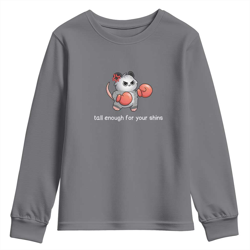 Tall Enough For Your Shins Youth Sweatshirt Funny Possum Sarcastic Meme TS14 Charcoal Print Your Wear
