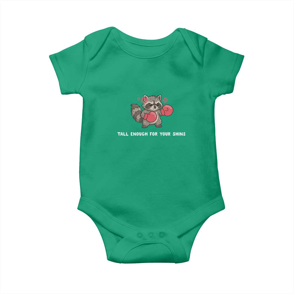 Tall Enough For Your Shins Baby Onesie Funny Raccoon Sarcastic Meme TS14 Irish Green Print Your Wear