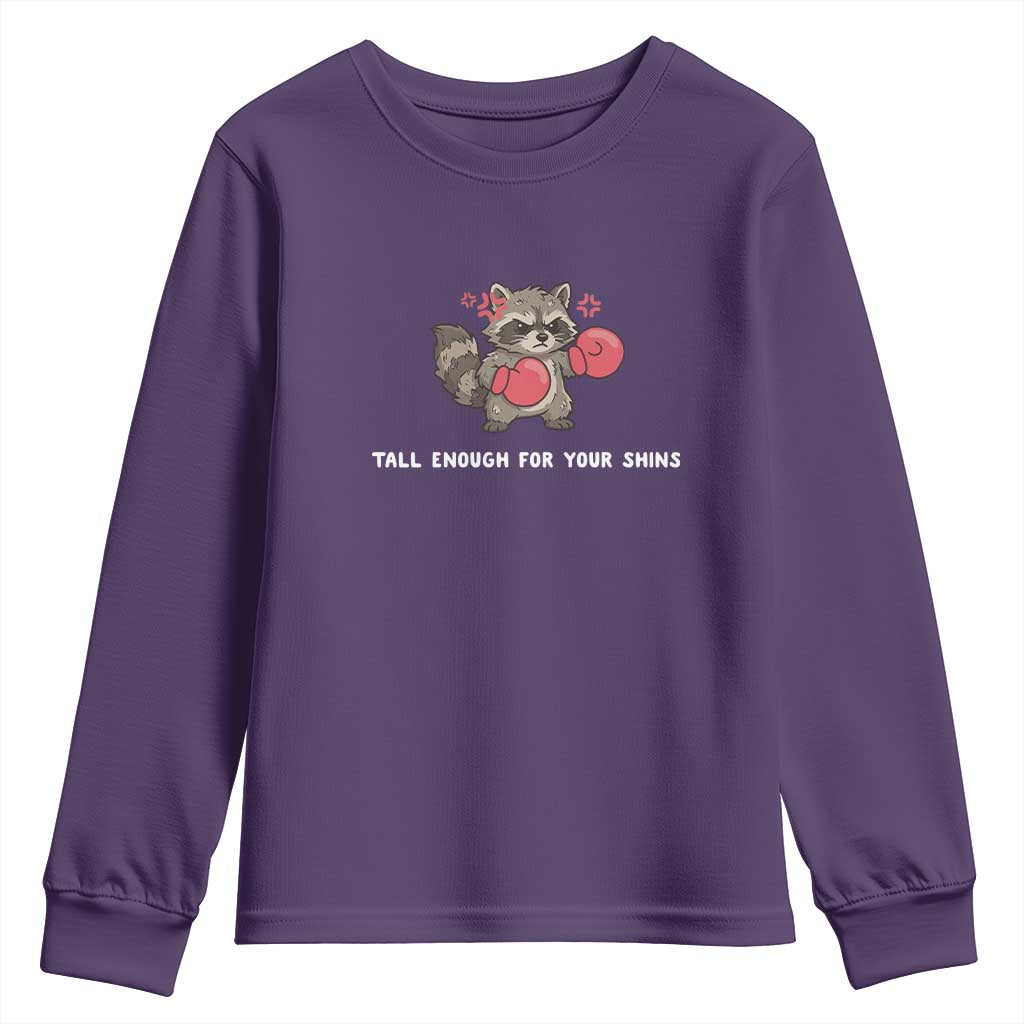 Tall Enough For Your Shins Youth Sweatshirt Funny Raccoon Sarcastic Meme TS14 Purple Print Your Wear