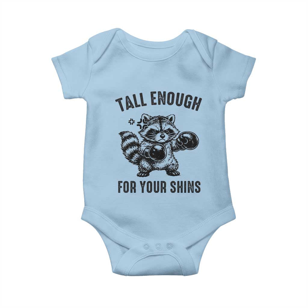 Tall Enough For Your Shins Baby Onesie Funny Raccoon Boxing Meme TS14 Light Blue Print Your Wear