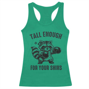 Tall Enough For Your Shins Racerback Tank Top Funny Raccoon Boxing Meme TS14 Irish Green Print Your Wear
