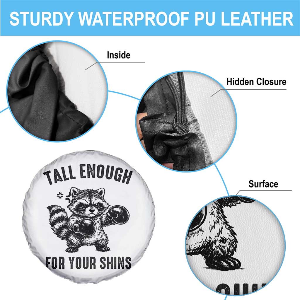 Tall Enough For Your Shins Spare Tire Cover Funny Raccoon Boxing Meme TS14 Print Your Wear