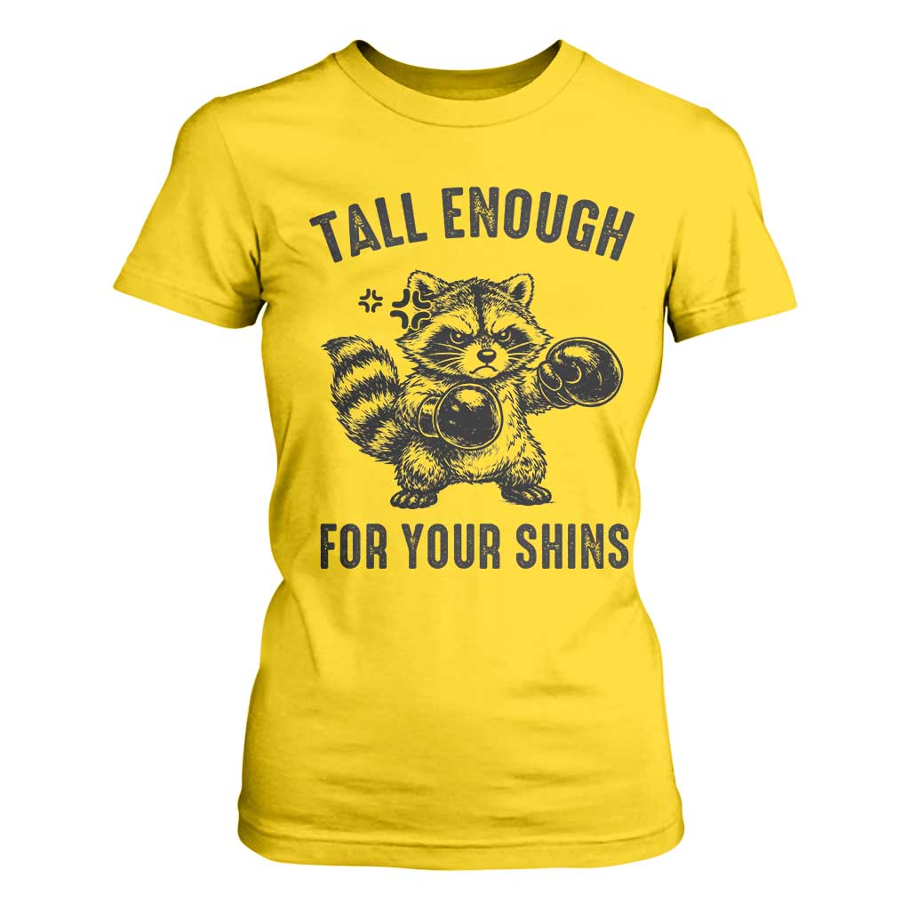 Tall Enough For Your Shins T Shirt For Women Funny Raccoon Boxing Meme TS14 Daisy Print Your Wear