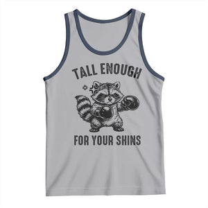 Tall Enough For Your Shins Tank Top Funny Raccoon Boxing Meme TS14 Athletic Heather Navy Print Your Wear