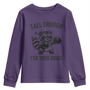 Tall Enough For Your Shins Youth Sweatshirt Funny Raccoon Boxing Meme TS14 Purple Print Your Wear