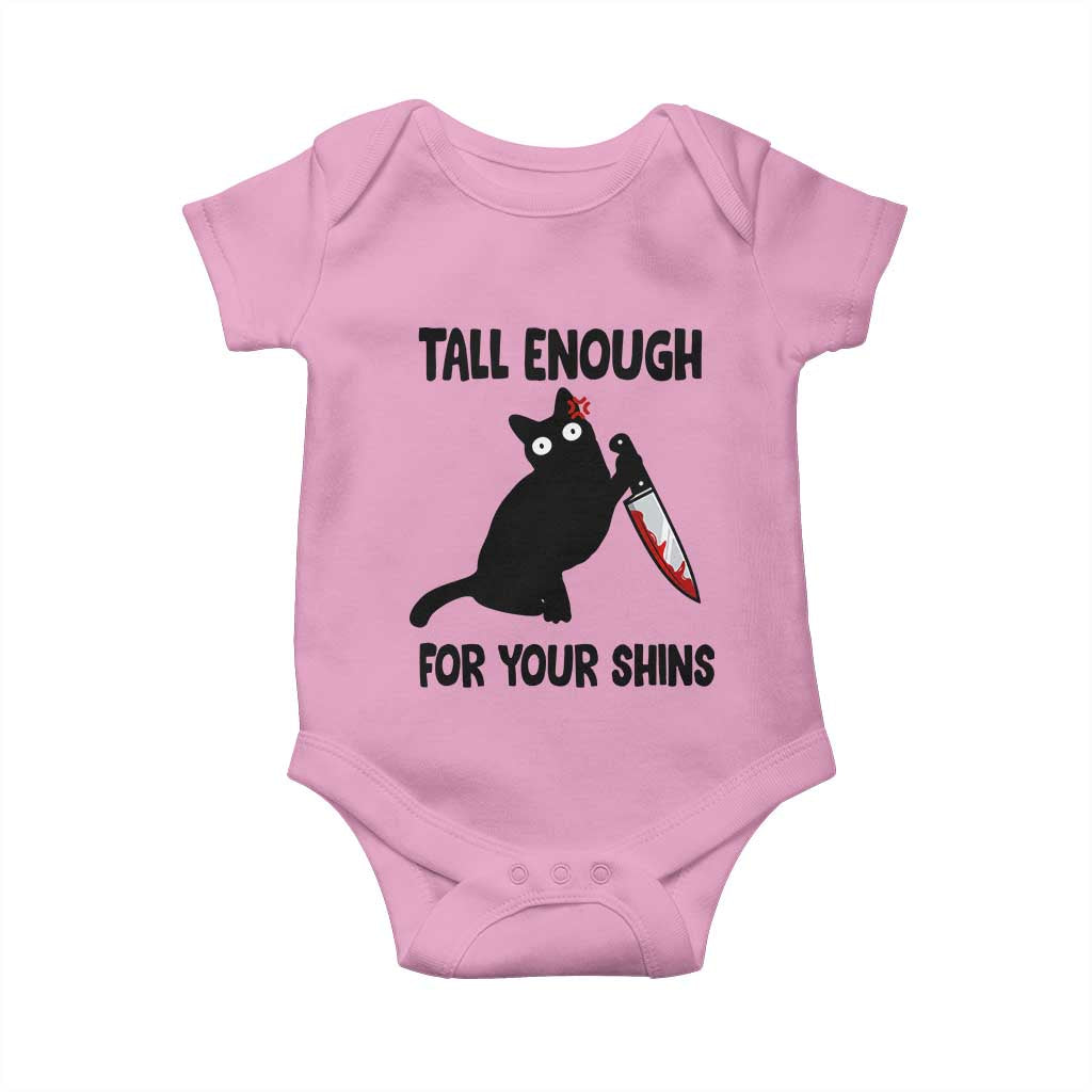 Tall Enough For Your Shins Baby Onesie Funny Cat Sarcastic Meme TS14 Light Pink Print Your Wear
