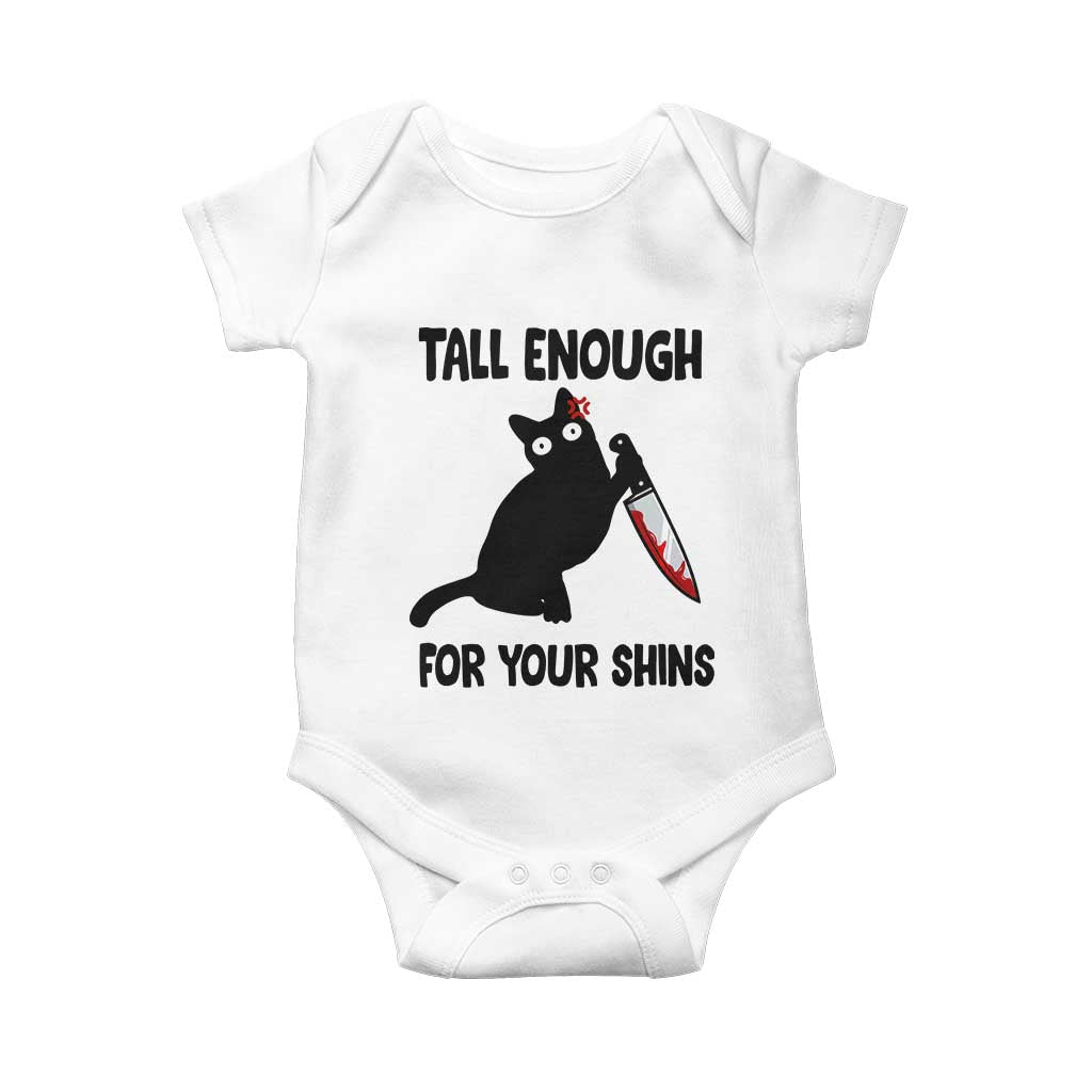 Tall Enough For Your Shins Baby Onesie Funny Cat Sarcastic Meme TS14 White Print Your Wear
