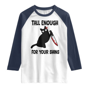Tall Enough For Your Shins Raglan Shirt Funny Cat Sarcastic Meme TS14 White Navy Print Your Wear