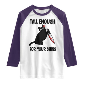 Tall Enough For Your Shins Raglan Shirt Funny Cat Sarcastic Meme TS14 White Purple Print Your Wear