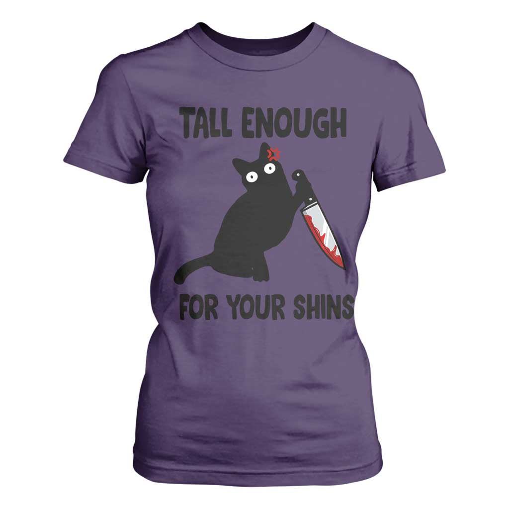 Tall Enough For Your Shins T Shirt For Women Funny Cat Sarcastic Meme TS14 Purple Print Your Wear