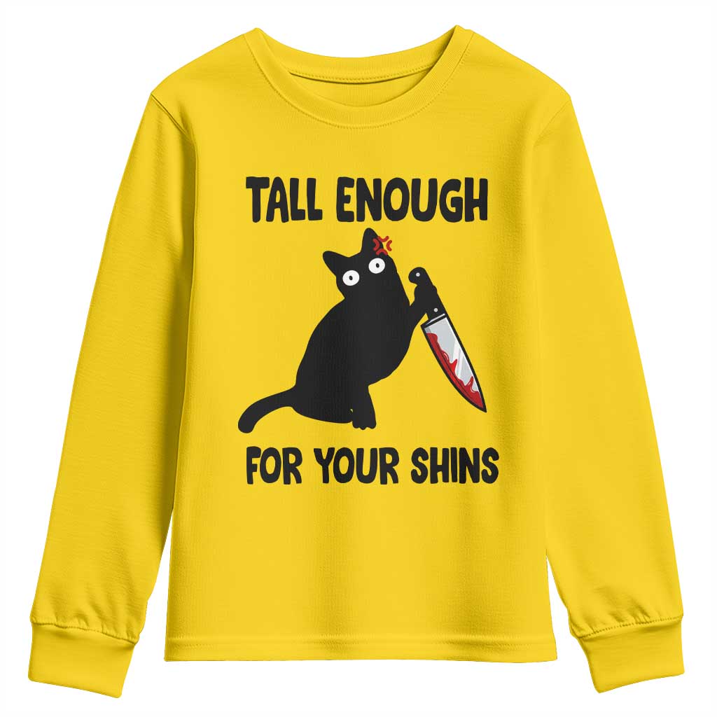 Tall Enough For Your Shins Youth Sweatshirt Funny Cat Sarcastic Meme TS14 Daisy Print Your Wear