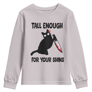 Tall Enough For Your Shins Youth Sweatshirt Funny Cat Sarcastic Meme TS14 Ice Gray Print Your Wear