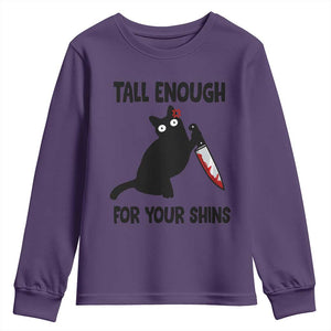 Tall Enough For Your Shins Youth Sweatshirt Funny Cat Sarcastic Meme TS14 Purple Print Your Wear