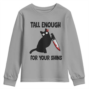 Tall Enough For Your Shins Youth Sweatshirt Funny Cat Sarcastic Meme TS14 Sport Gray Print Your Wear