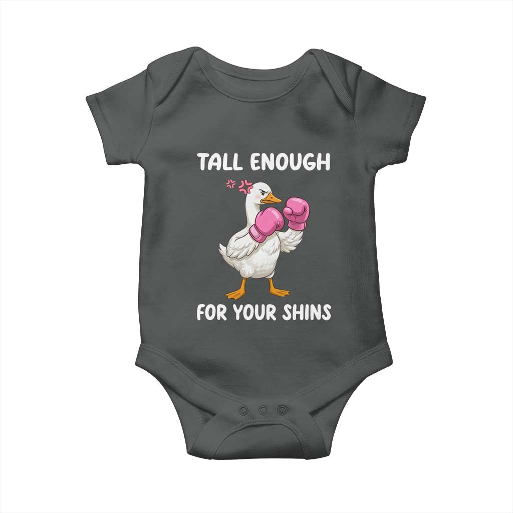 Tall Enough For Your Shins Baby Onesie Funny Goose Sarcastic Meme TS14 Dark Heather Print Your Wear