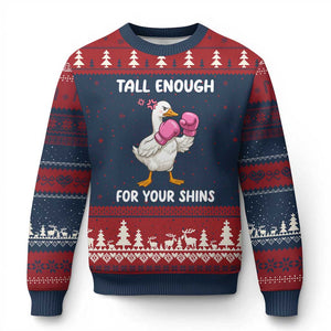 Tall Enough For Your Shins Ugly Christmas Sweater Funny Goose Sarcastic Meme TS14 Navy Red Print Your Wear
