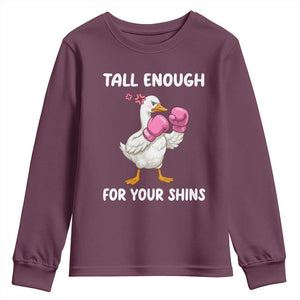 Tall Enough For Your Shins Youth Sweatshirt Funny Goose Sarcastic Meme TS14 Maroon Print Your Wear