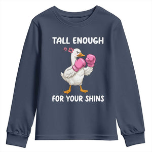 Tall Enough For Your Shins Youth Sweatshirt Funny Goose Sarcastic Meme TS14 Navy Print Your Wear