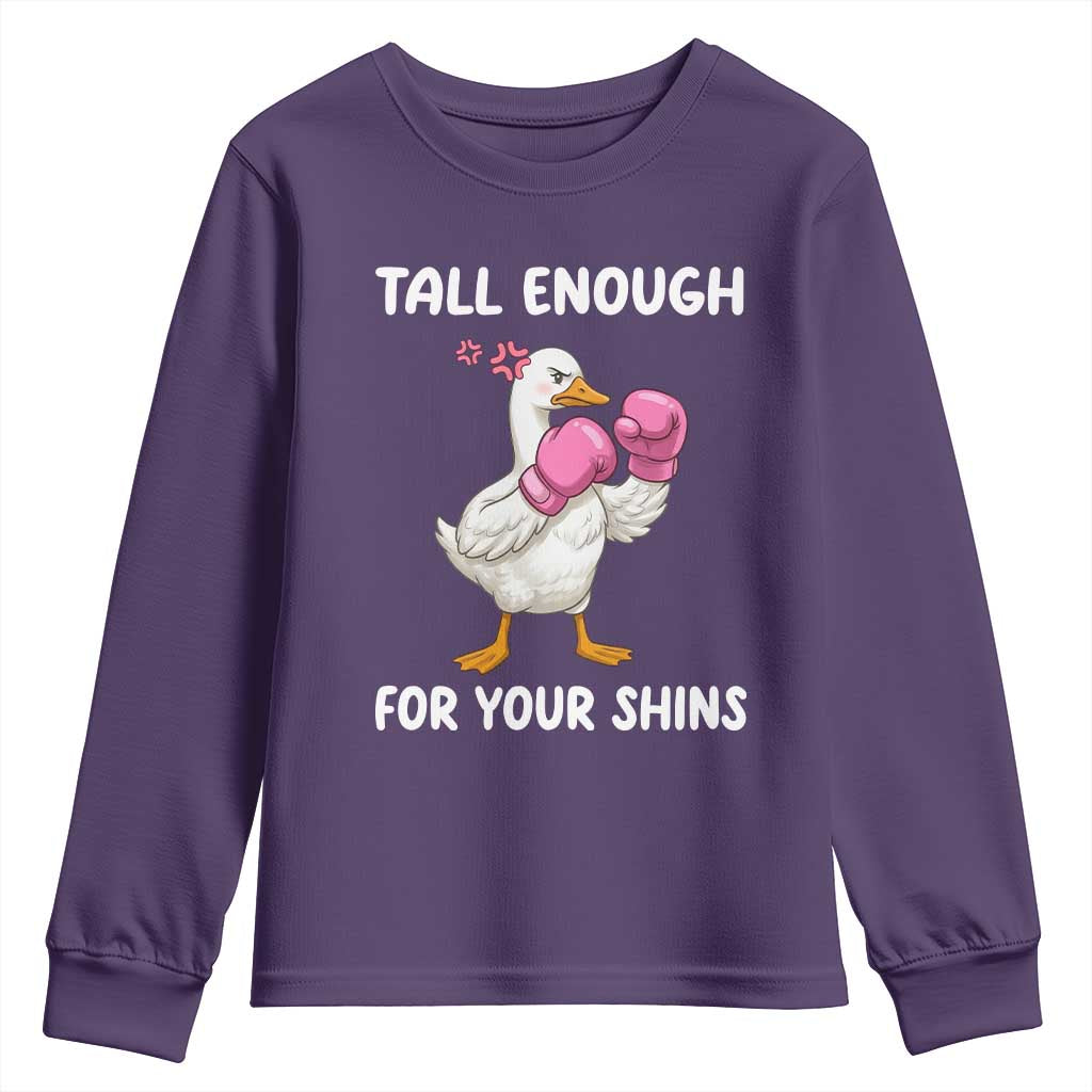 Tall Enough For Your Shins Youth Sweatshirt Funny Goose Sarcastic Meme TS14 Purple Print Your Wear