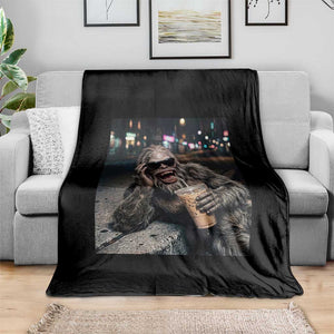 Bigfoot Drinking Iced Coffee Throw Blanket Funny Sasquatch Streetwear TS14 Print Your Wear