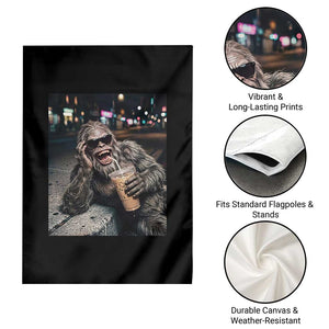 Bigfoot Drinking Iced Coffee Garden Flag Funny Sasquatch Streetwear TS14 Print Your Wear