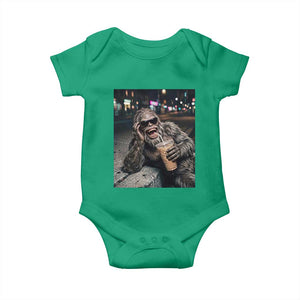 Bigfoot Drinking Iced Coffee Baby Onesie Funny Sasquatch Streetwear TS14 Irish Green Print Your Wear
