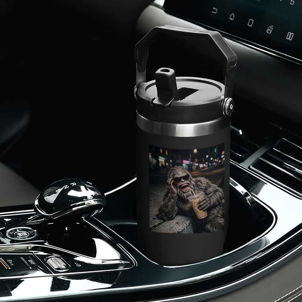 Bigfoot Drinking Iced Coffee Flip Straw Tumbler Funny Sasquatch Streetwear TS14 Print Your Wear