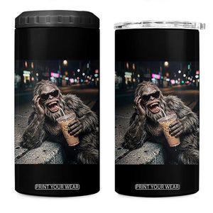 Bigfoot Drinking Iced Coffee 4 in 1 Can Cooler Tumbler Funny Sasquatch Streetwear TS14 One Size: 16 oz Black Print Your Wear