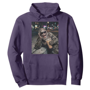 Bigfoot Drinking Iced Coffee Hoodie Funny Sasquatch Streetwear TS14 Purple Print Your Wear