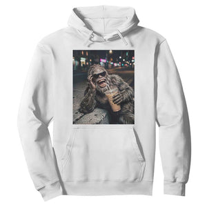 Bigfoot Drinking Iced Coffee Hoodie Funny Sasquatch Streetwear TS14 White Print Your Wear