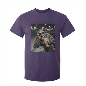 Bigfoot Drinking Iced Coffee T Shirt For Kid Funny Sasquatch Streetwear TS14 Purple Print Your Wear