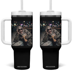 Bigfoot Drinking Iced Coffee Tumbler With Handle Funny Sasquatch Streetwear TS14 One Size: 40 oz Black Print Your Wear