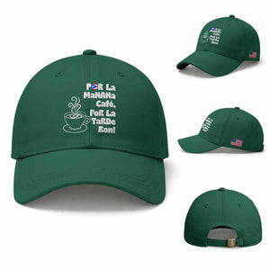 Por La Mañana Cafe Baseball Cap Puerto Rican Music Lover Coffee Fan TS14 Baseball Cap Universal Fit Irish Green Print Your Wear